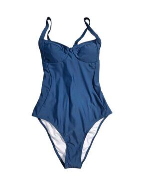 NWT | Teal Blue Underwire Balconette Lace Up Back One Piece Swimsuit | Small